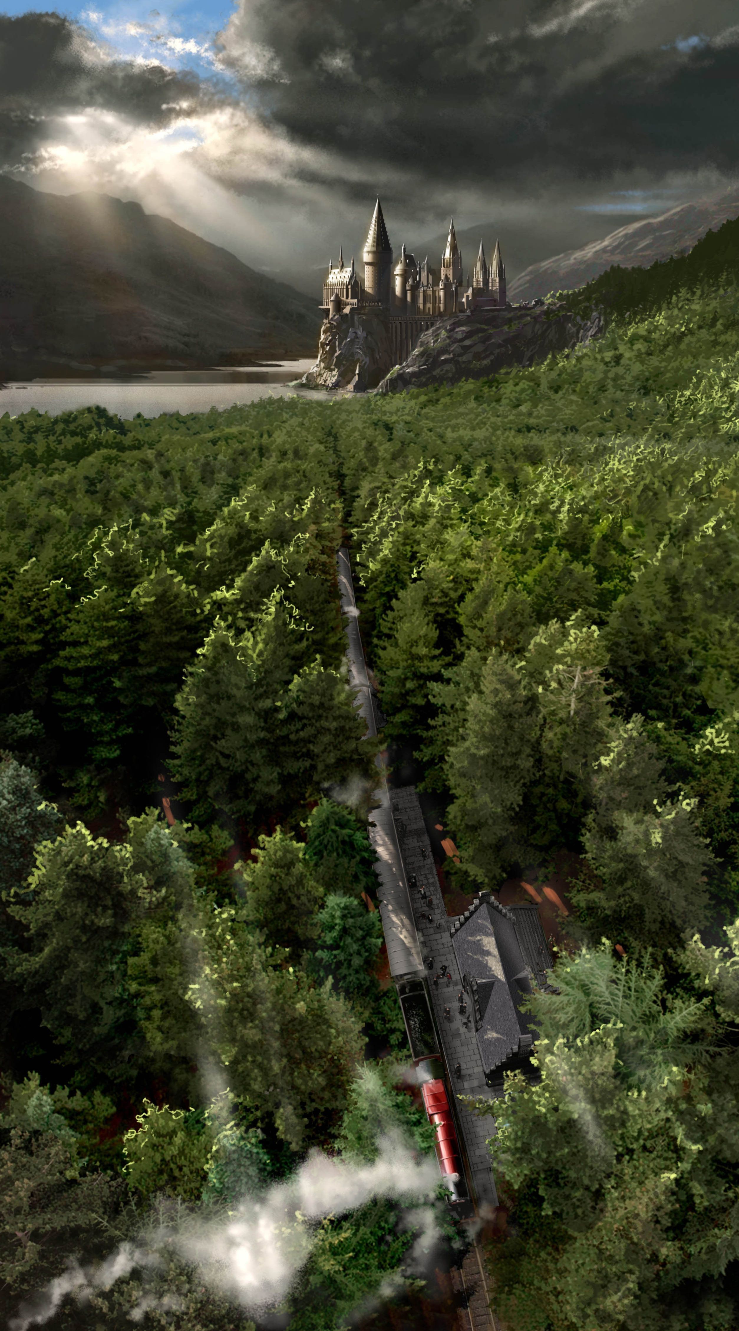An Illustration Of Hogwarts And Hogsmeade With The Forbidden