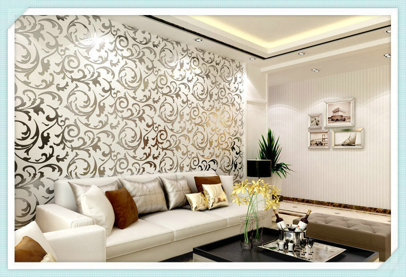 Heat Insulation Europea Luxury Pure Paper Wallpaper Damascus Pattern