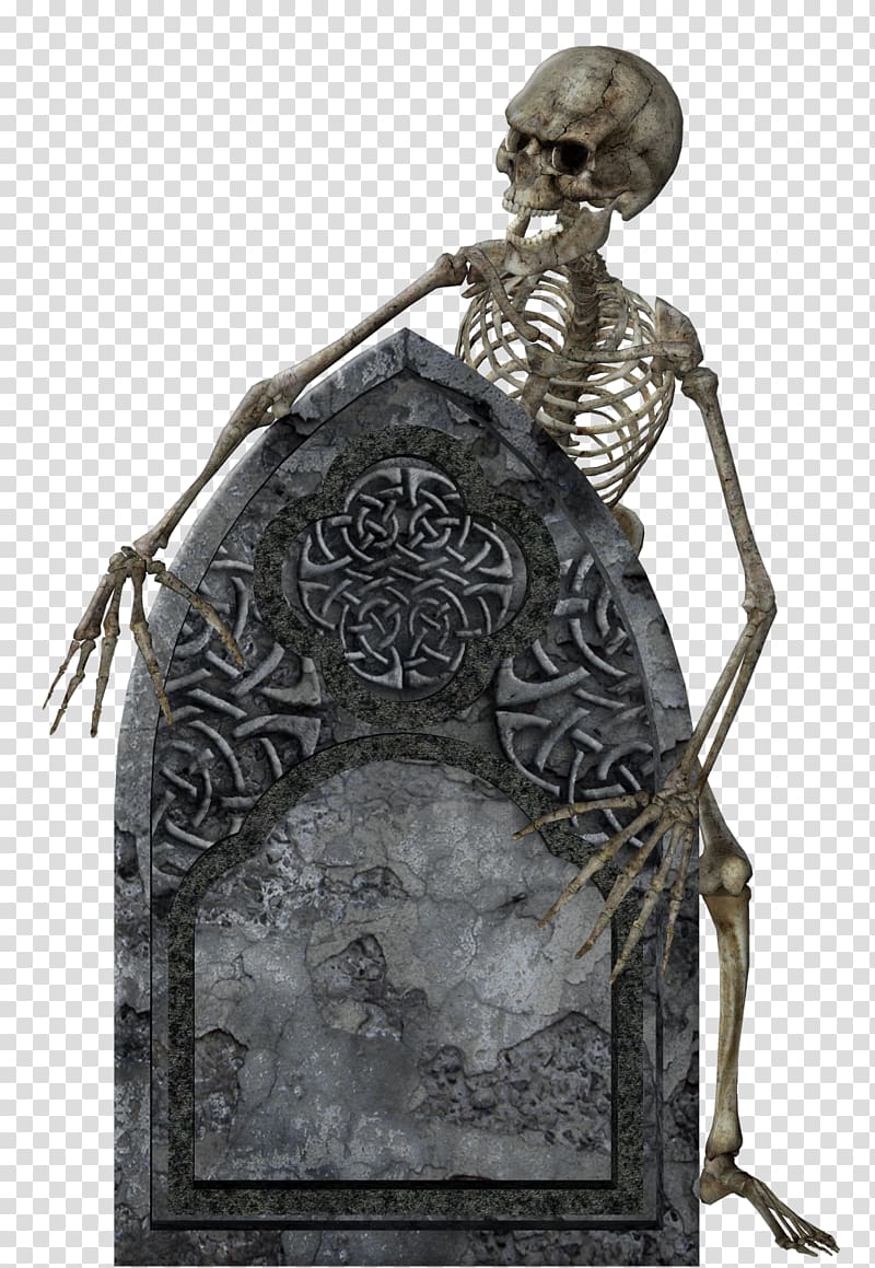 Gray Skeleton Headstone Halloween With Tombstone