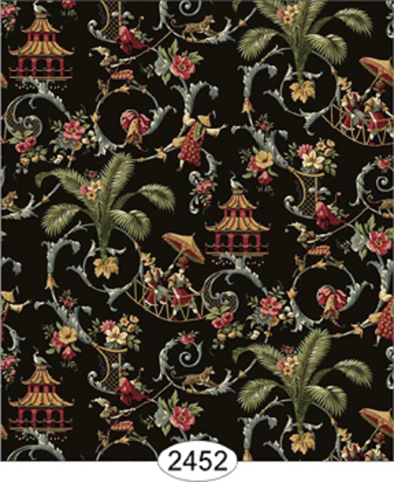 Details about Dollhouse Wallpaper Cozy Cottage Chinoiserie in Black 576x704
