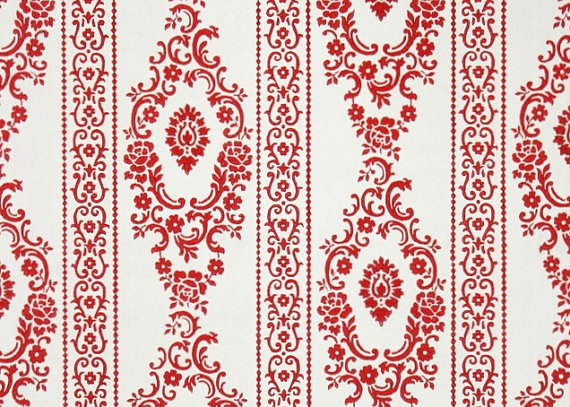 S Vintage Wallpaper Red And White Damask By Hannahstreasures
