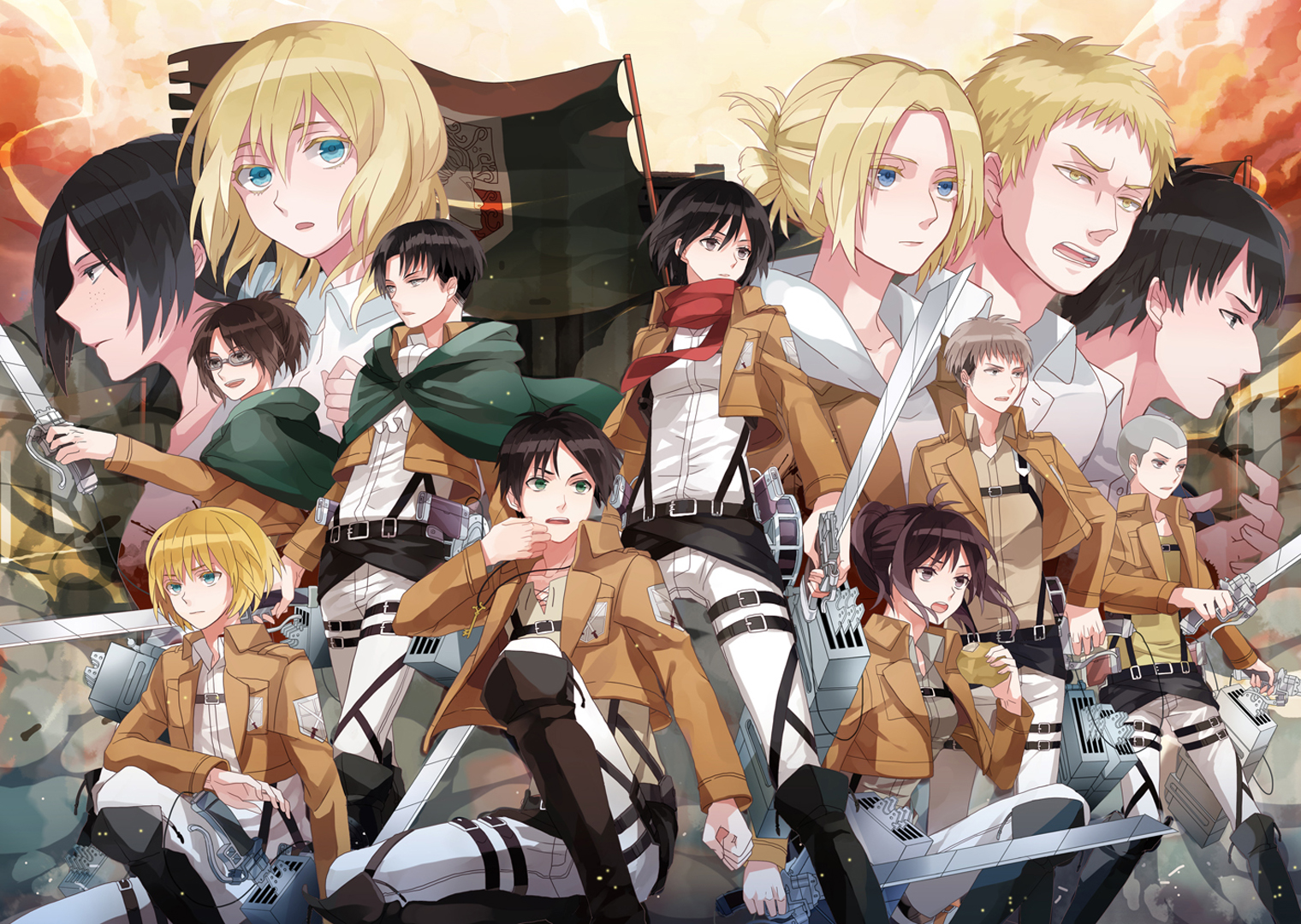 Attack On Titan Characters F9 Wallpaper