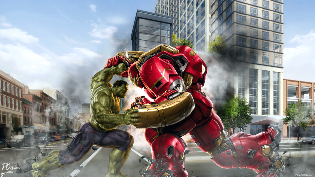 Vs Hulkbuster Aaou By Davidcreativedesigns Fan Art Wallpaper Movies