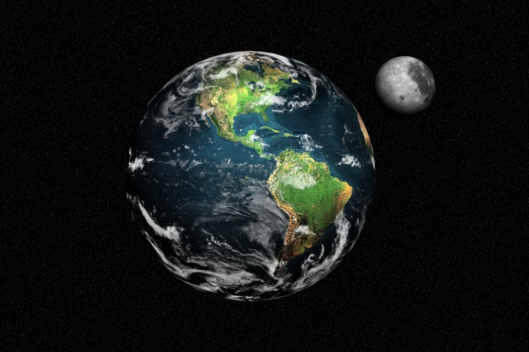HD HD Wallpaper Earth and Moon 3D Look From Space Photograph Wallpaper