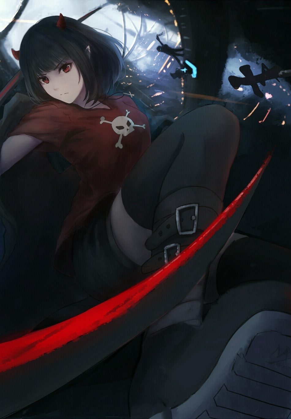 Anime Girl Fight Dark Wallpaper Full HD