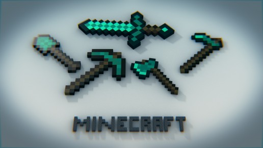Wallpaper HD 1080p Minecraft Diamond Tools