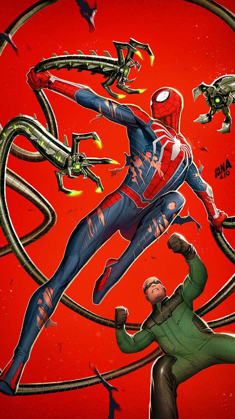Spiderman Vs Doctor Octopus iPhone Wallpaper