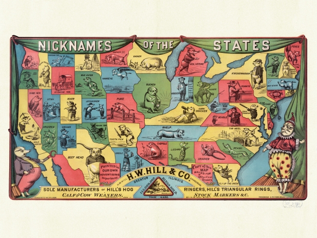 An Pork Themed Map Of The United States Produced By H W Hill