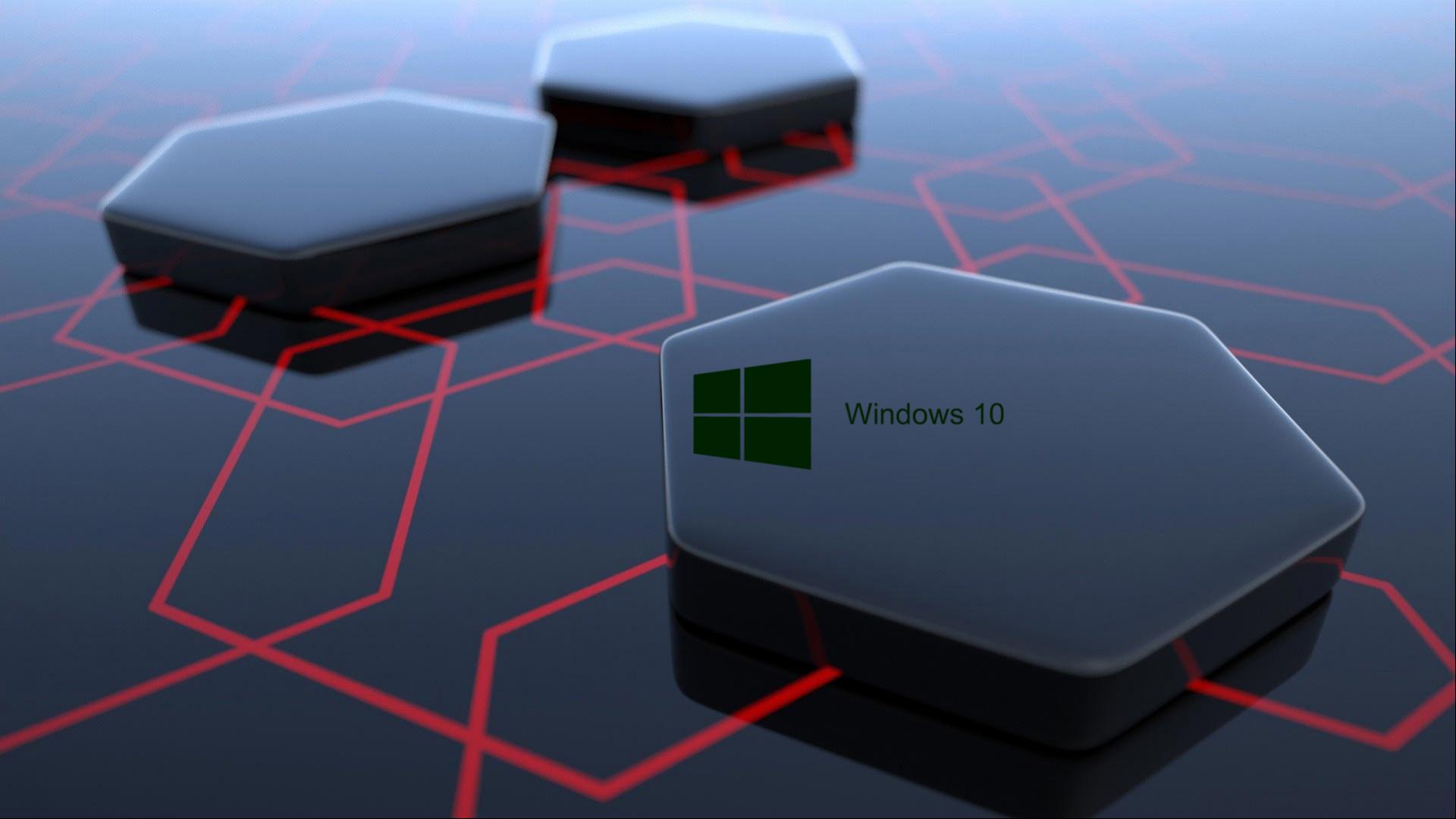 Windows 10 Desktop Image with 3d Art Black Hexagonal Wallpapers HD 1920x1080