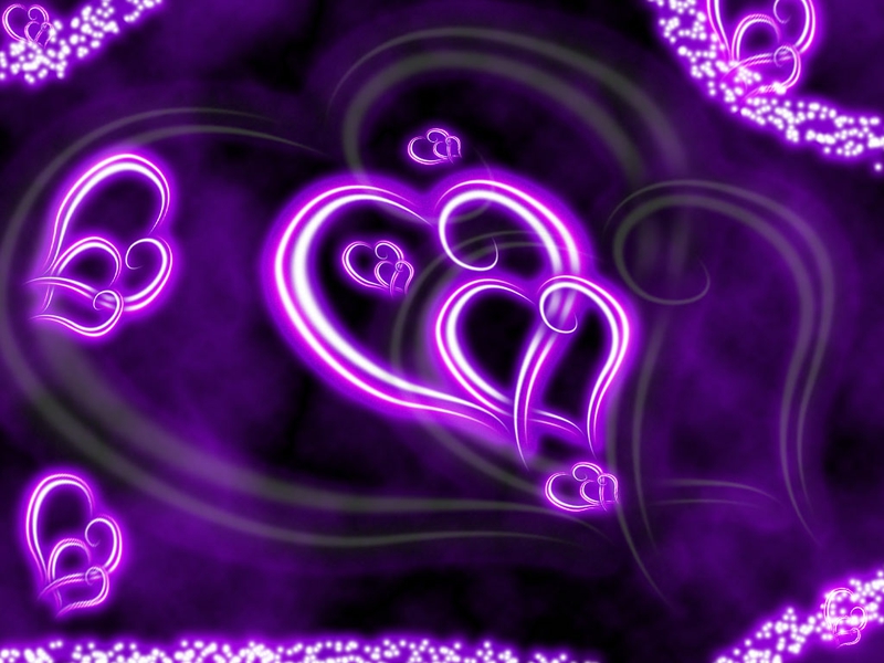 Abstract Black Purple Heart Love 3d And Cg HD Wallpaper