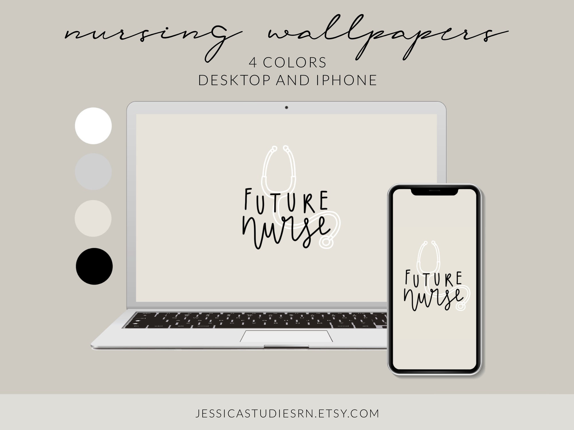FUTURE NURSE Wallpaper Neutrals Desktop Laptop Iphone   Etsy Norway