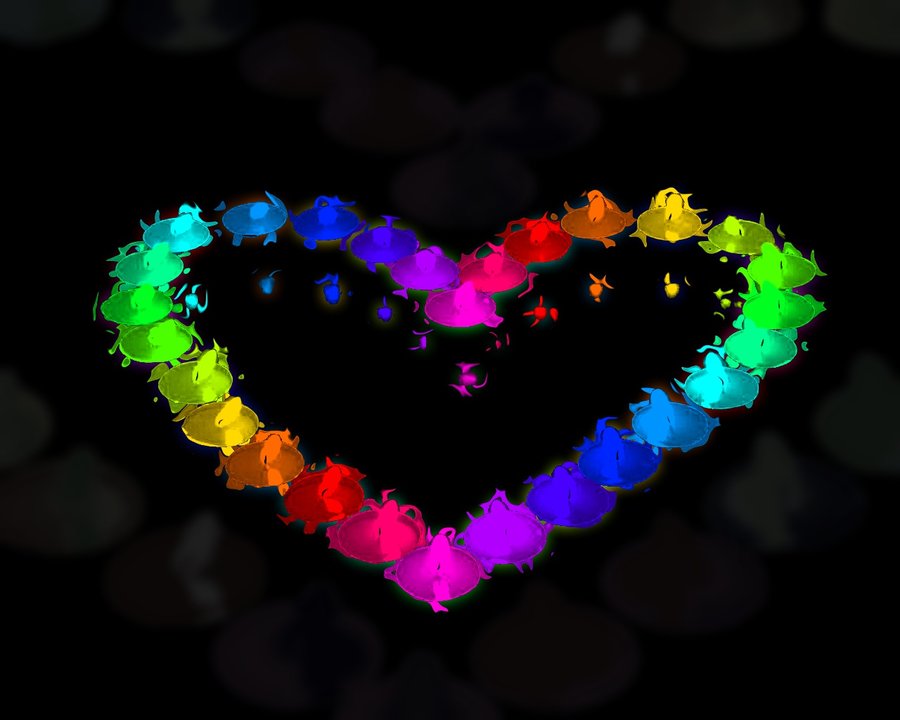 Wallpaper Rainbow Hearts Heart