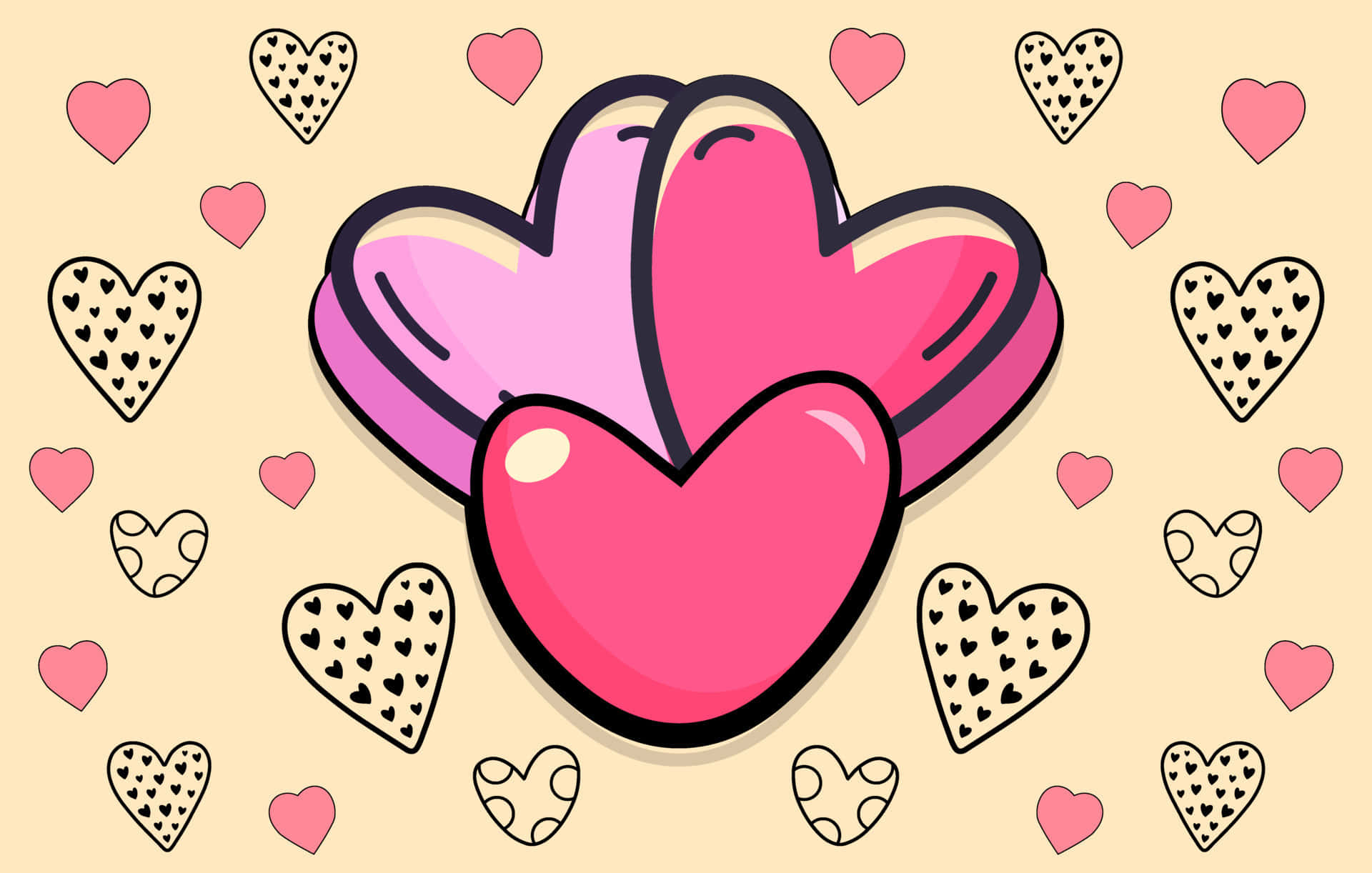 Cartoon Hearts Aesthetic Love Pattern 1pqacxya6cn4p79q Wallpaper
