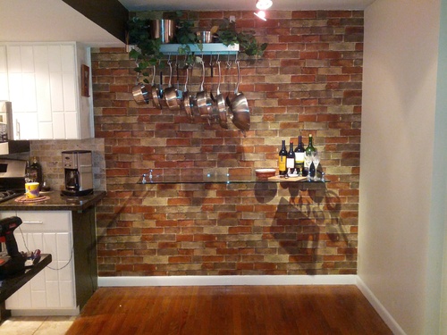 Wallpaper Faux Rust Tuscan Brick Wall Looks Real Up Wood