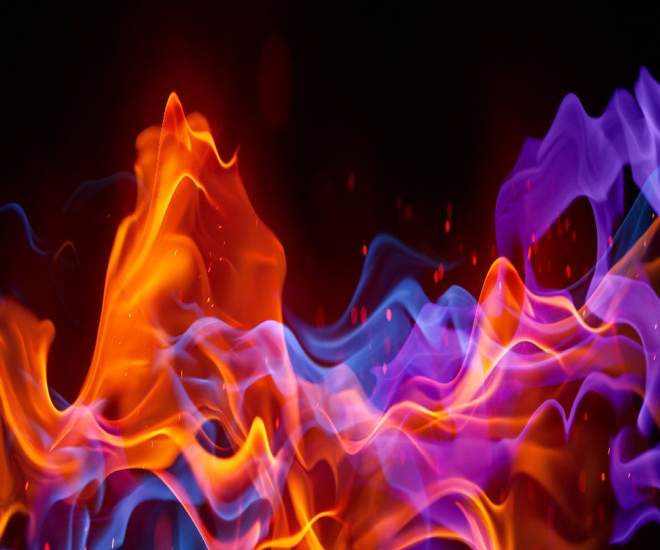 Red And Blue Fire Wallpaper White Scary