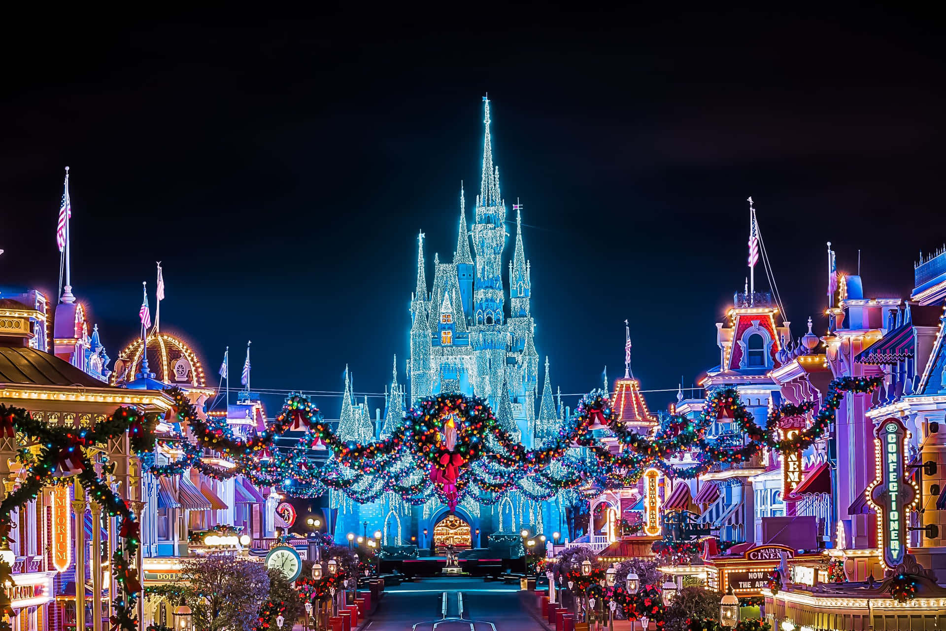 Disney Christmas iPad With A Glowing Castle Wallpaper