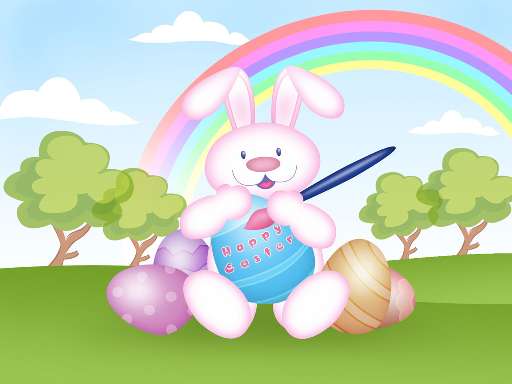Free Cute Easter Bunny Happy Easter computer desktop wallpaper