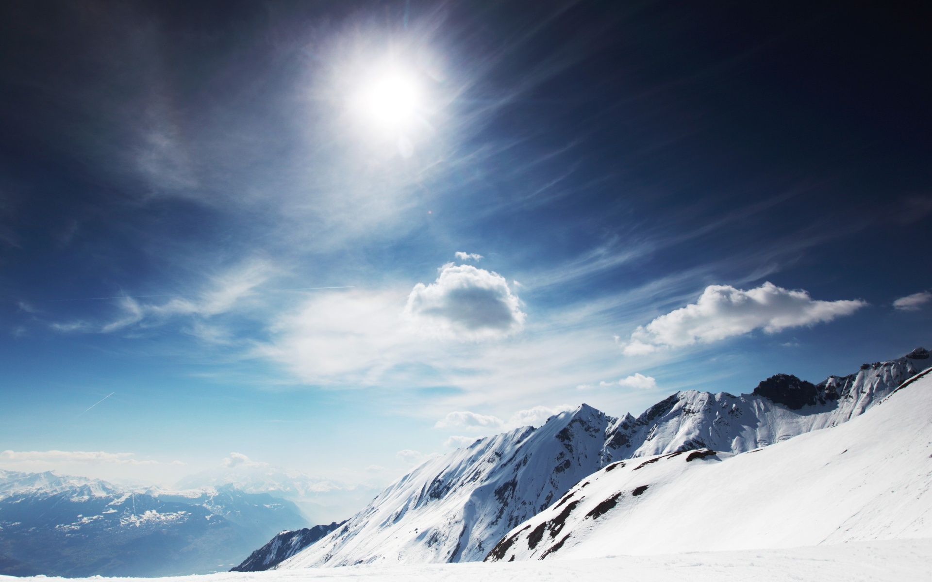 Sunny Snowy Mountains Wallpapers HD Desktop Wallpapers 1920x1200