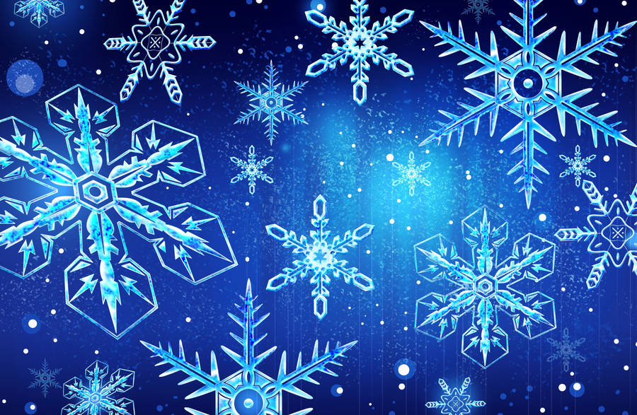 Snowflakes On Blue Christmas Wallpaper