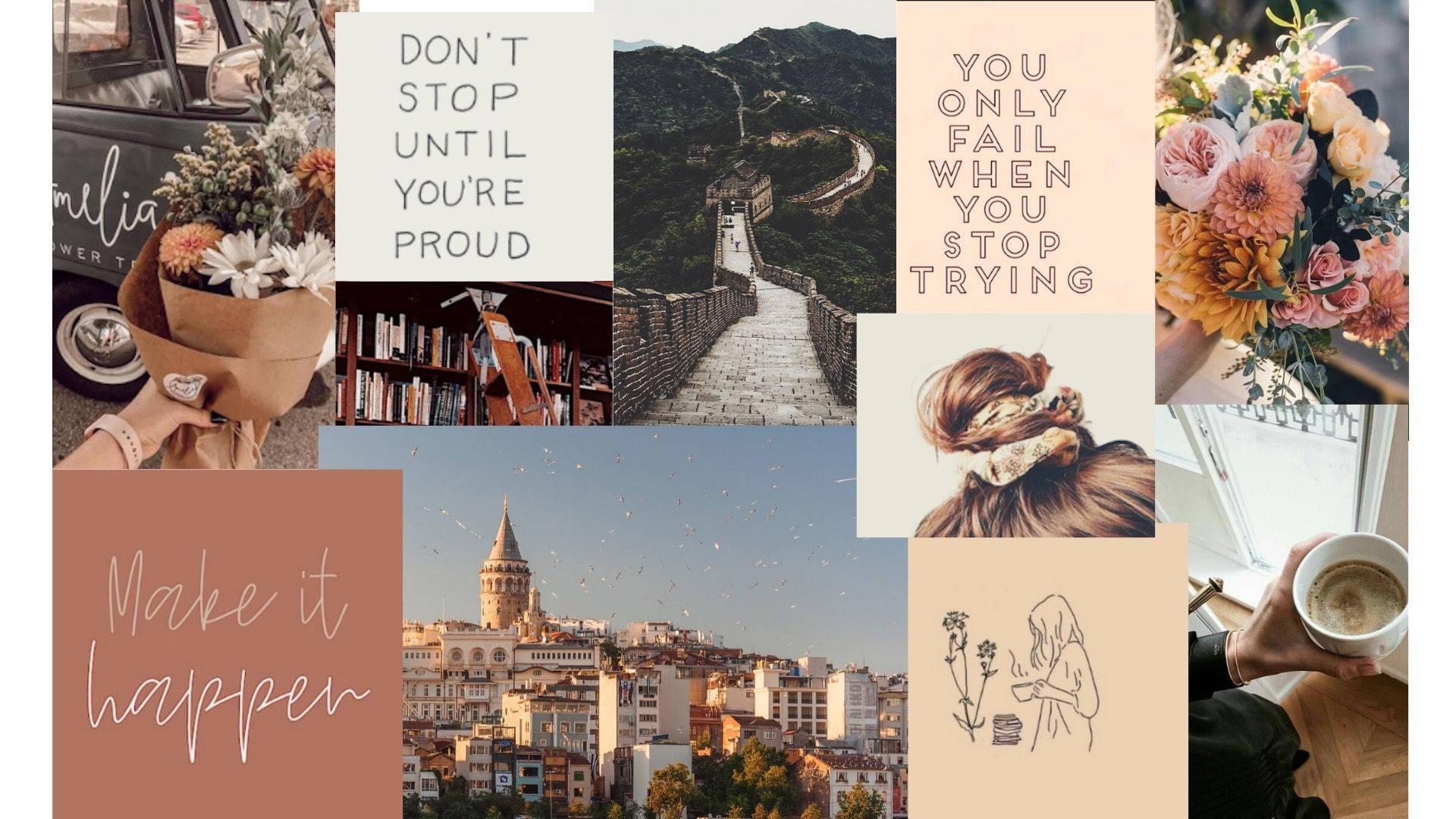 Collage With Quotes As Neutral Background Wallpaper