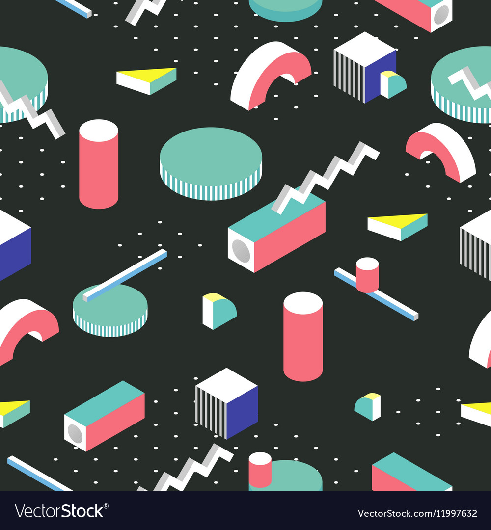 Free download Postmodern 80s style seamless pattern 3d Vector Image