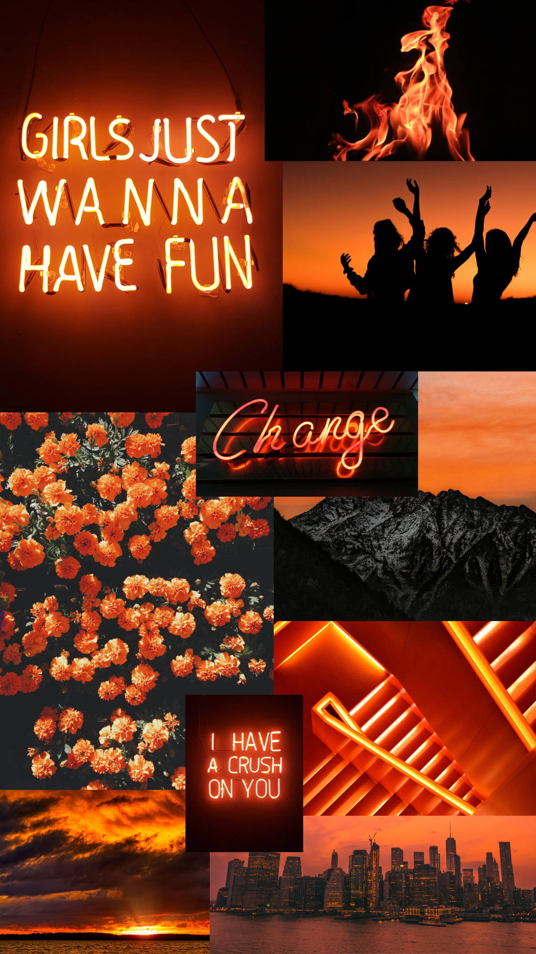 Neon Orange Aesthetic Wallpaper