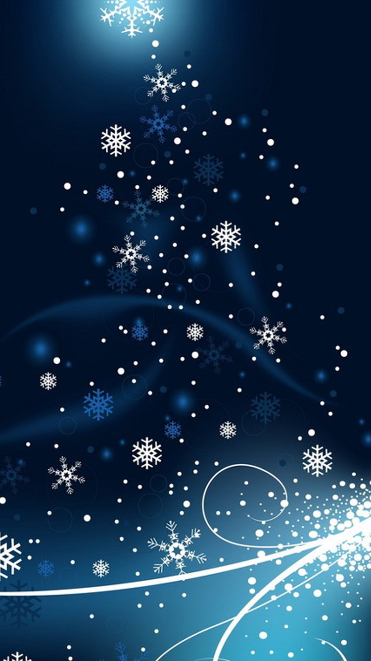 Blue Christmas Tree iPhone Wallpaper HD