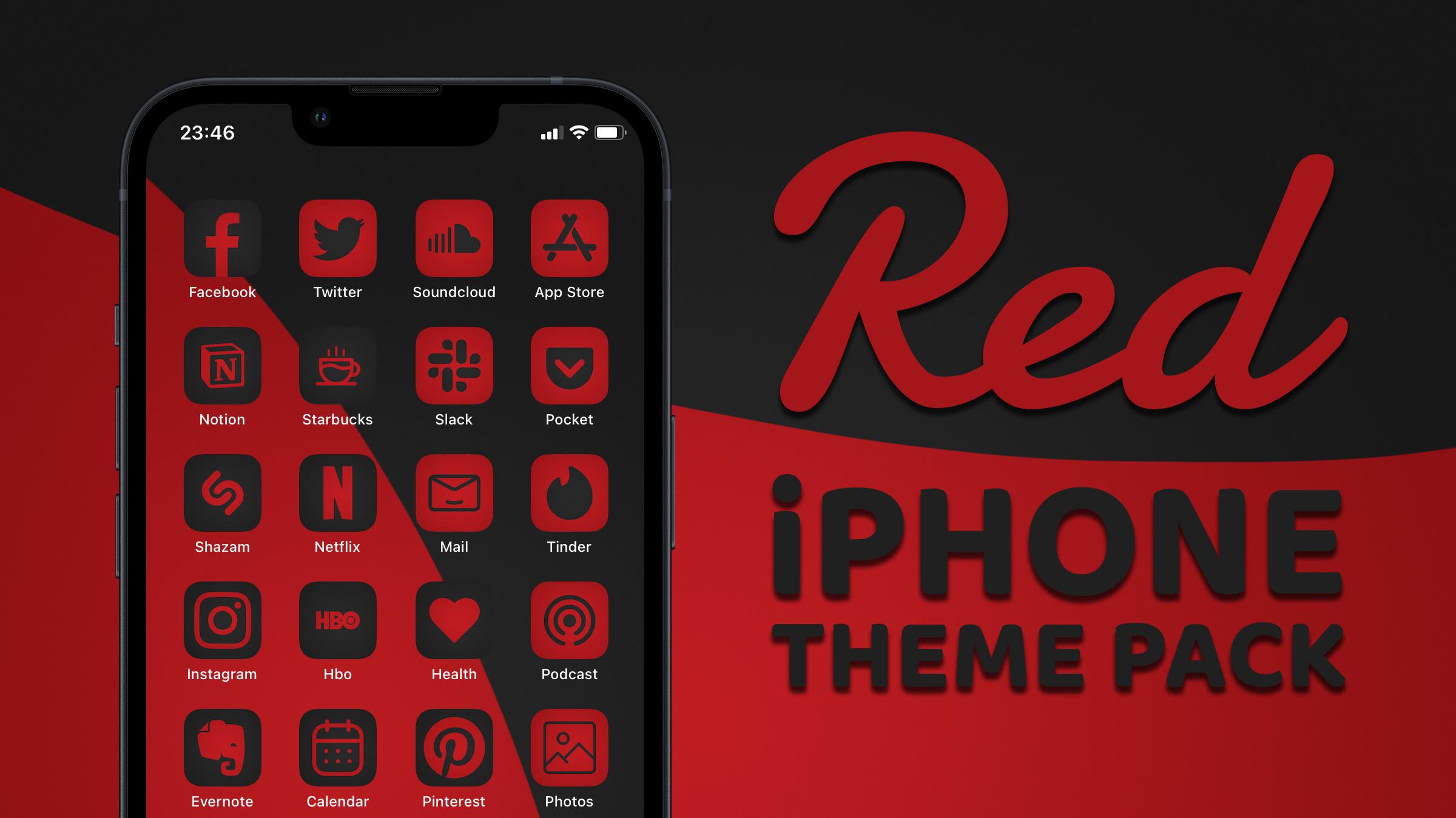 Pinicon Design On X Red And Black App Icons Ios Home Screen