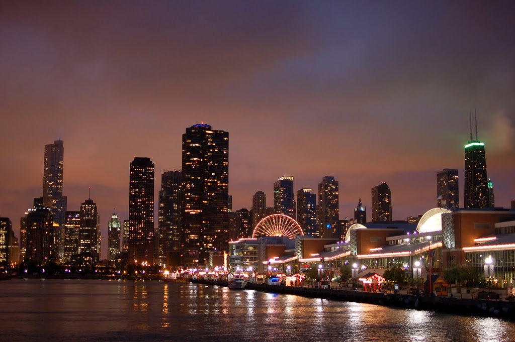 Chicago Night Time Navy Pier Skyline Photography7