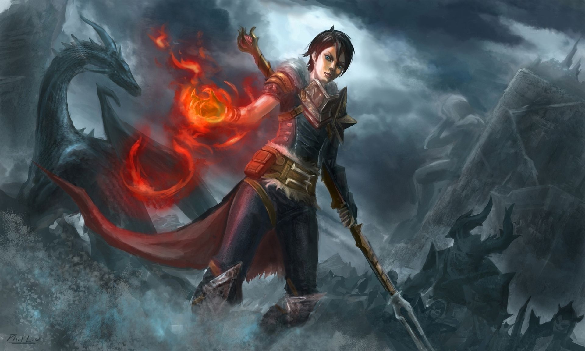 Desktop Wallpaper Of Dragon Age Image Hawk Girl Fire Mage