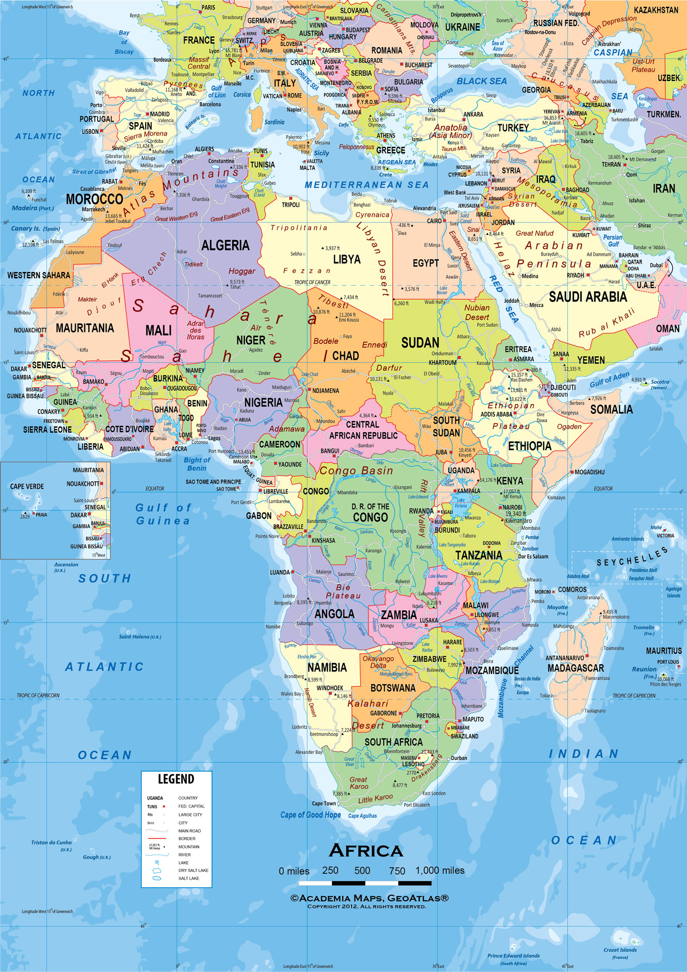 Africa Political Classroom Map Wall Mural Up To X