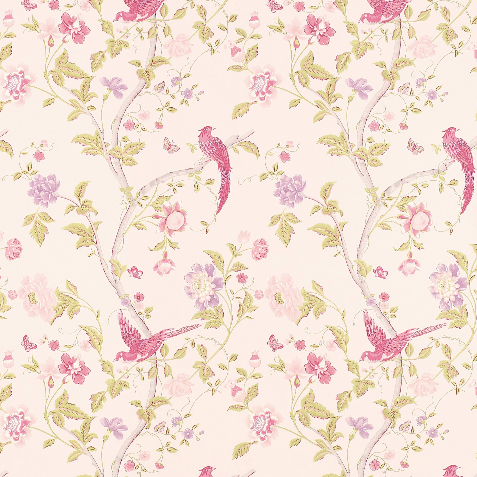 Floral Wallpaper Vintage Pink