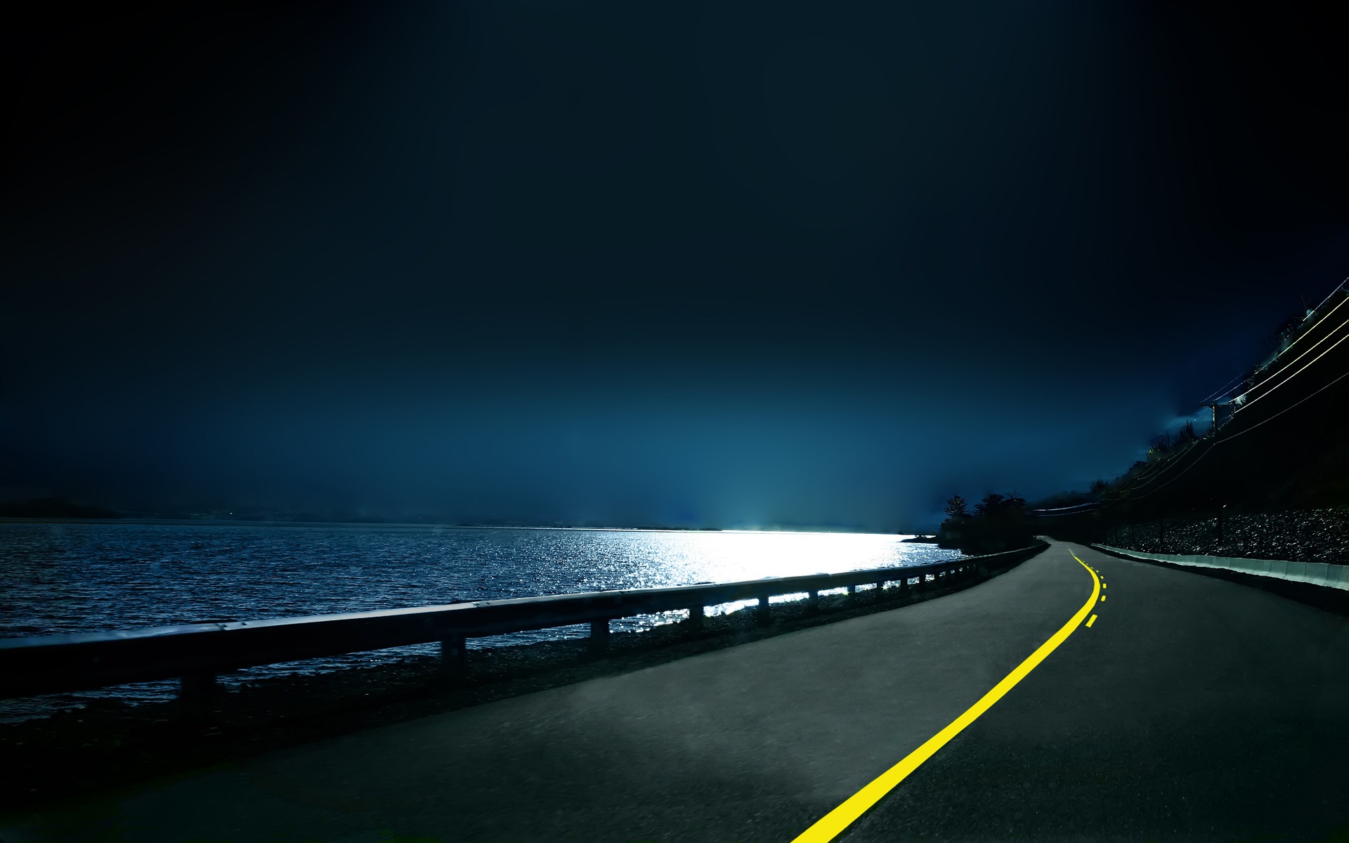 Road Night Scene Ppt Background For Your Powerpoint Templates