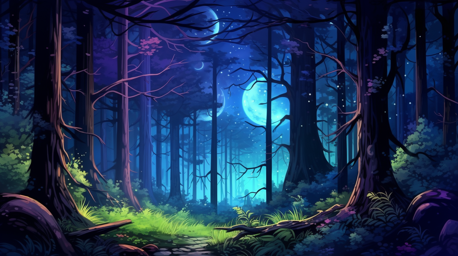 Beautiful 4k Wallpaper Night Time Forest Sketch