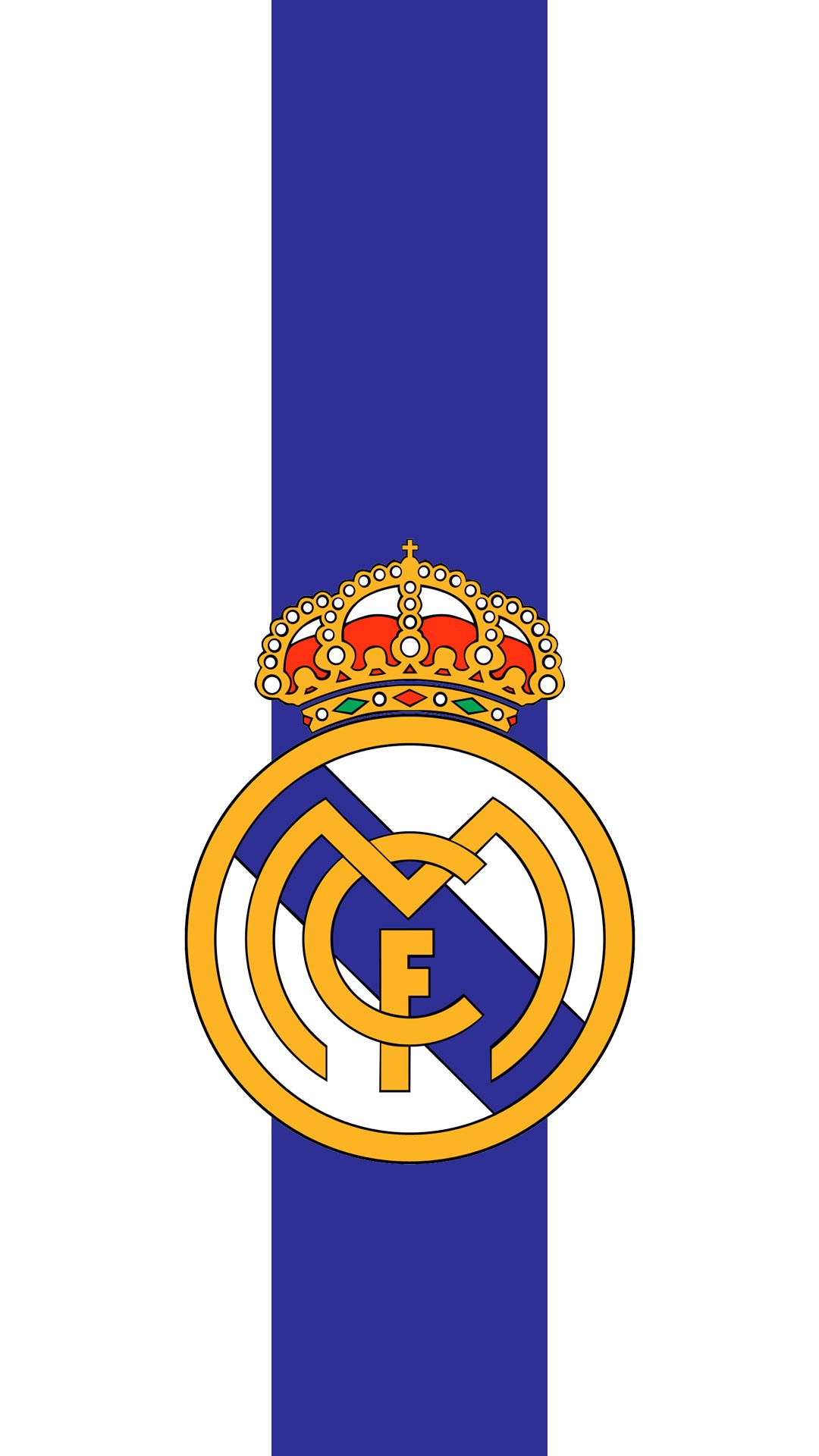 Real Madrid CF logo on a white and blue background