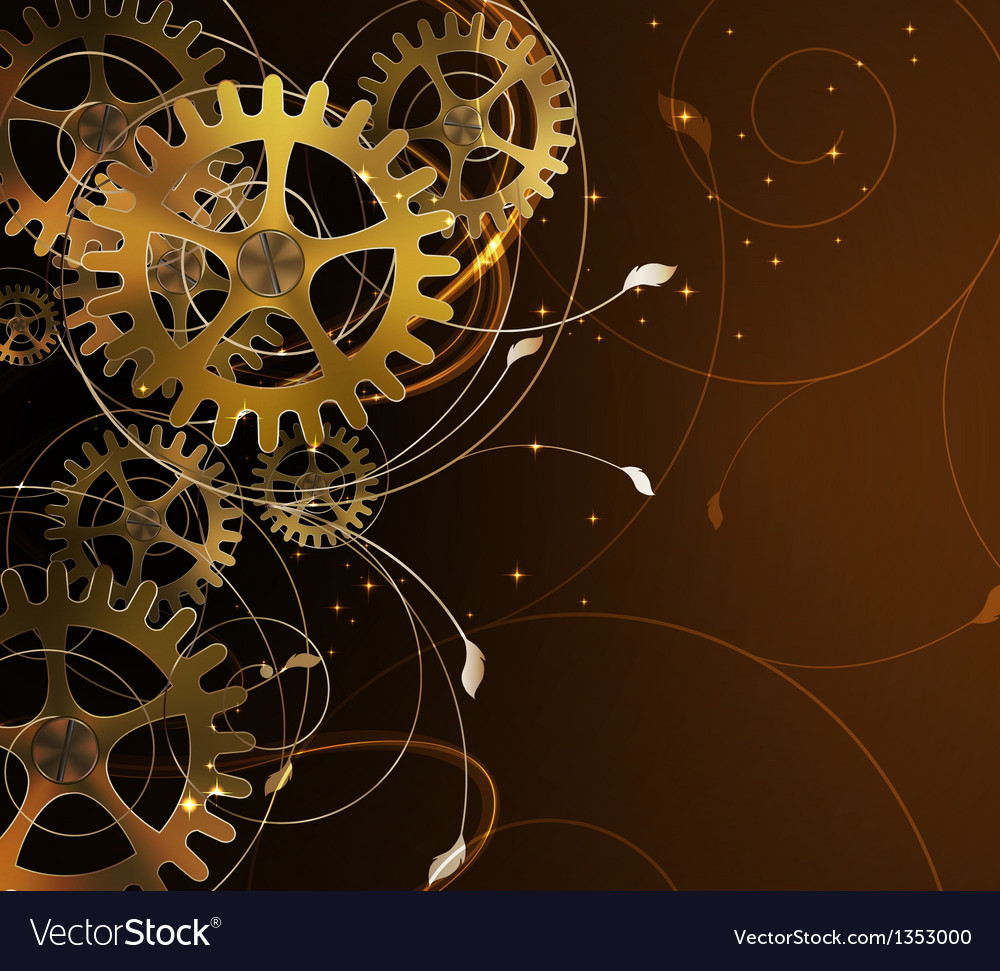 Abstract Mechanical Background With Floral Element