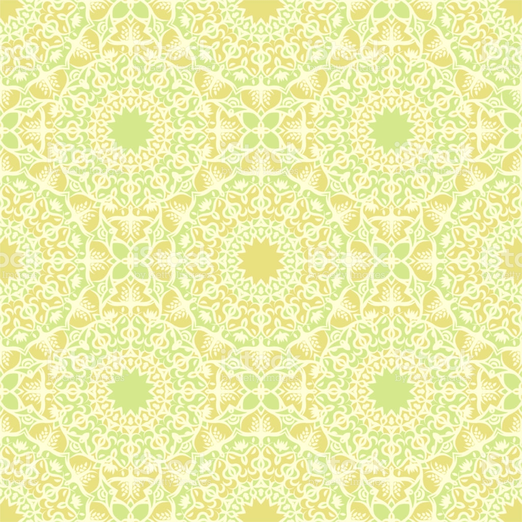 Green Mandala Pattern Seamless Vector Folk Ethnic Background Stock