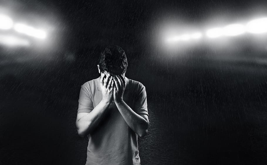 HD Wallpaper Grayscale Photo Of Man Sad Depressed Sadness