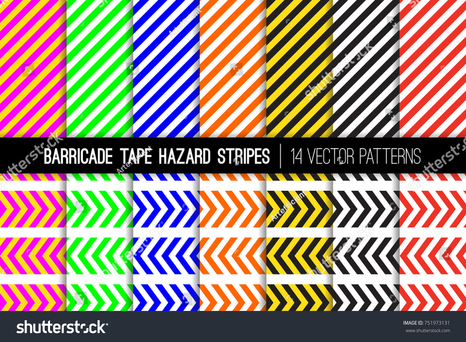 Barricade Tapes Hazard Stripes Vector Patterns Stock