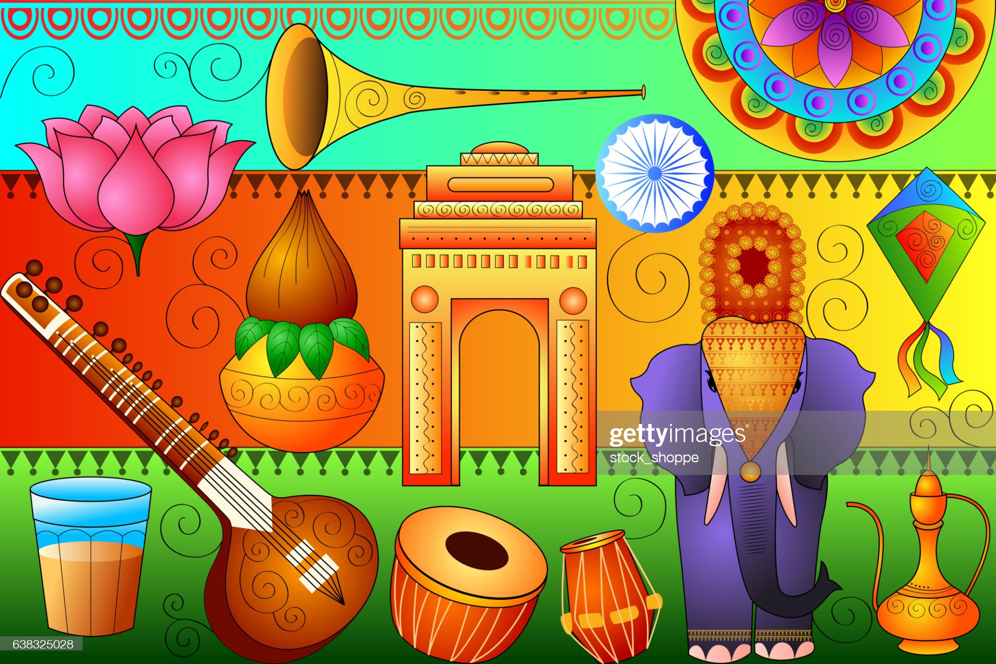 India Patriotic Background Showing Diverse Culture And Art High