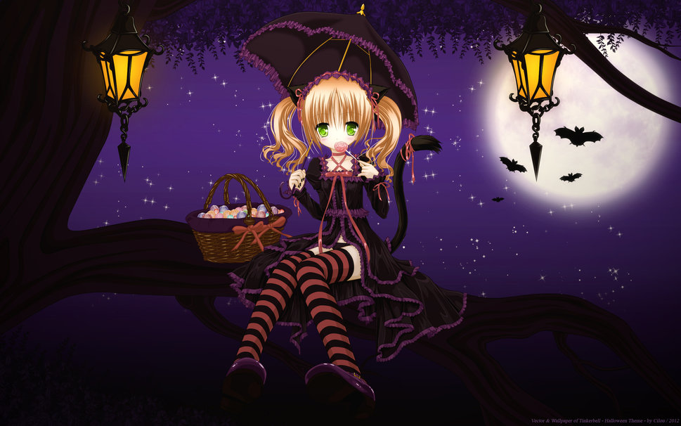 Cute Halloween Anime Girl Wallpaper