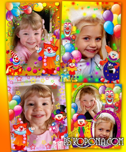 Child Frames Funny Clowns Psd Template Photoshop Png Frame