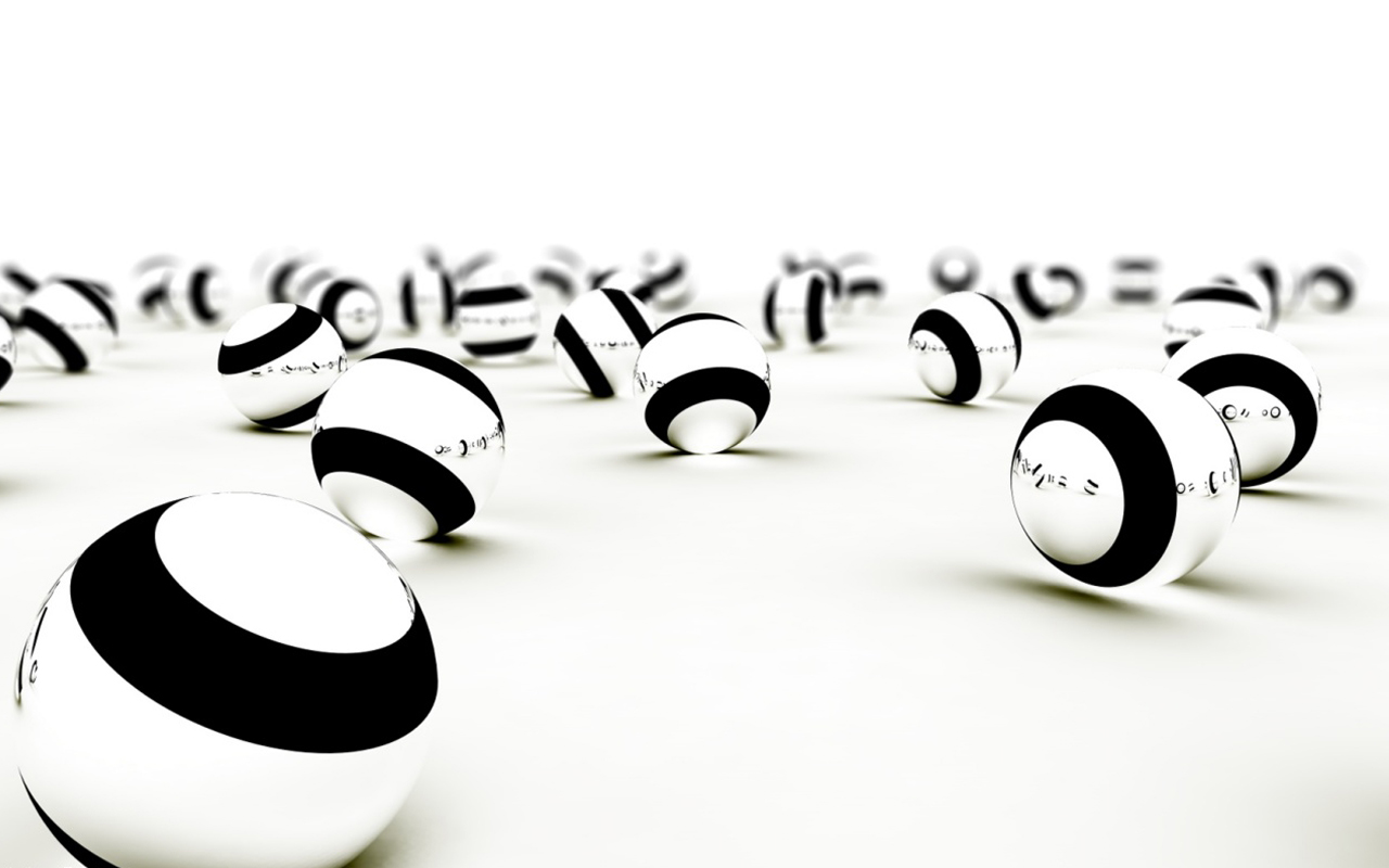 Black And White 3d Balls Reflection HD Wallpaper Galery