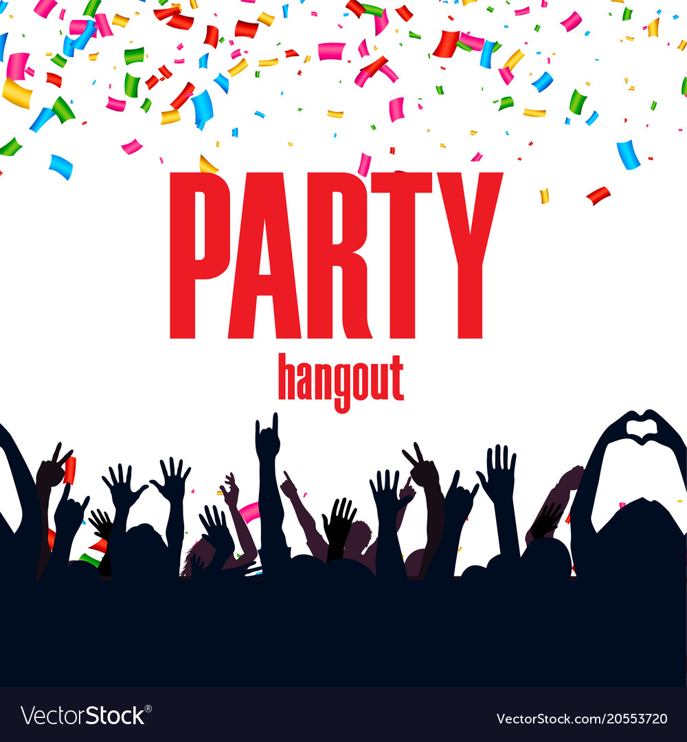 Party Hangout Ribbon Hands Up People Background Ve
