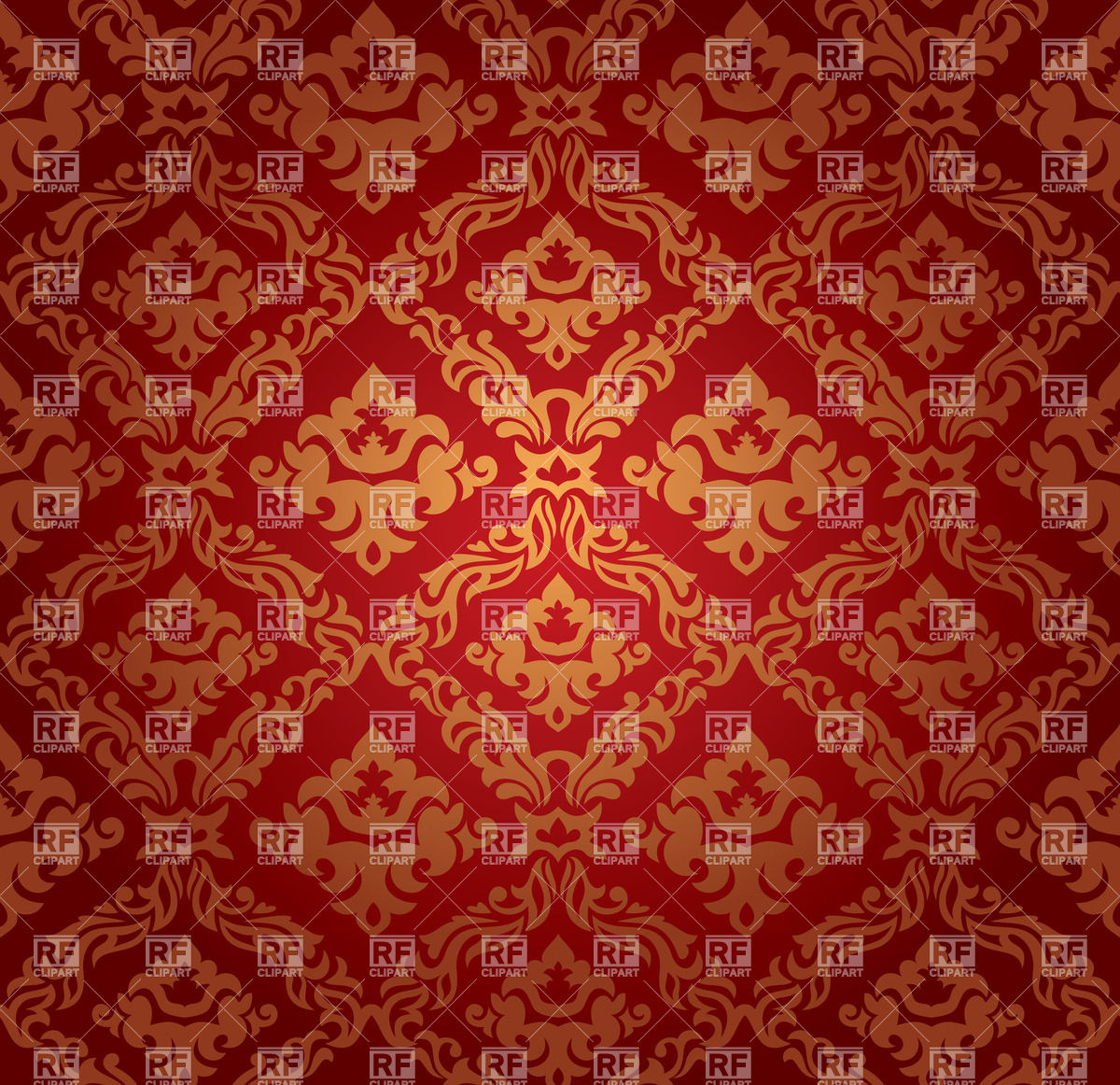 Red Seamless Damask Wallpaper Royalty Vector Clipart