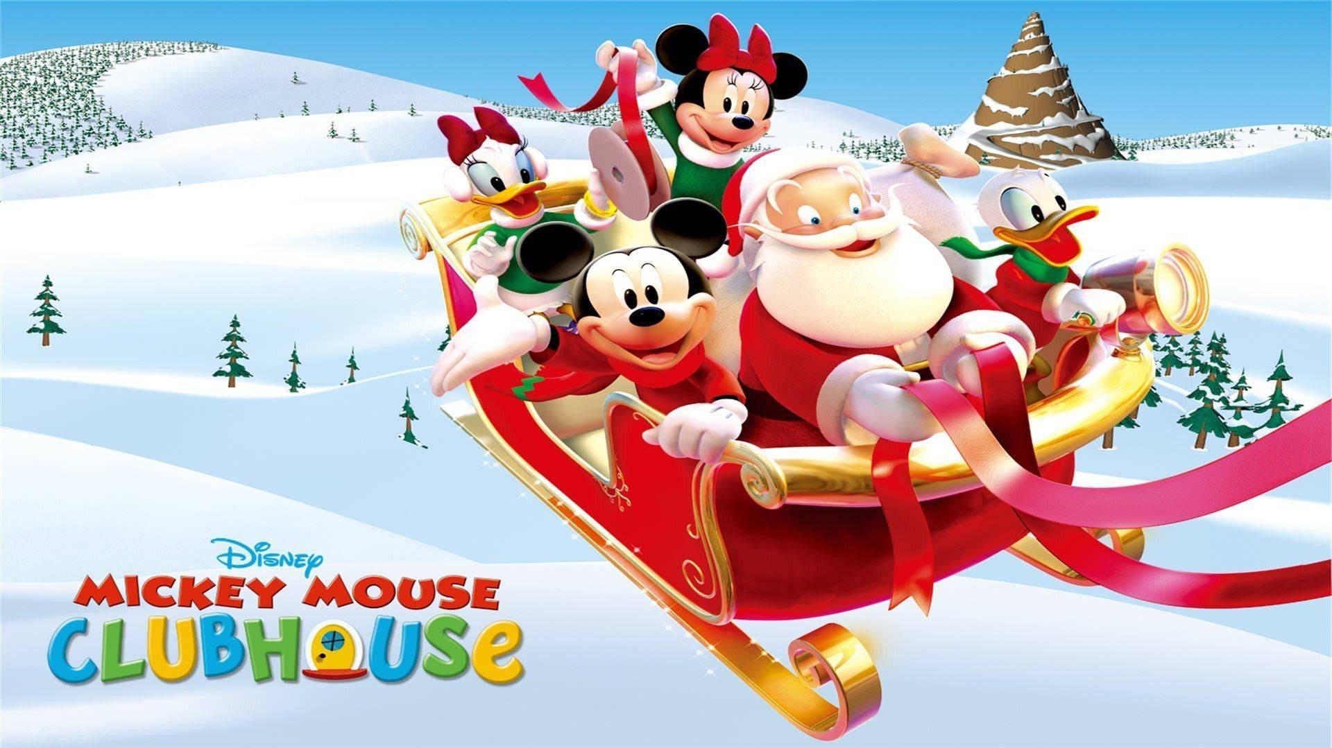 Mickey Mouse Clubhouse Christmas Santa Sleigh Wallpaper