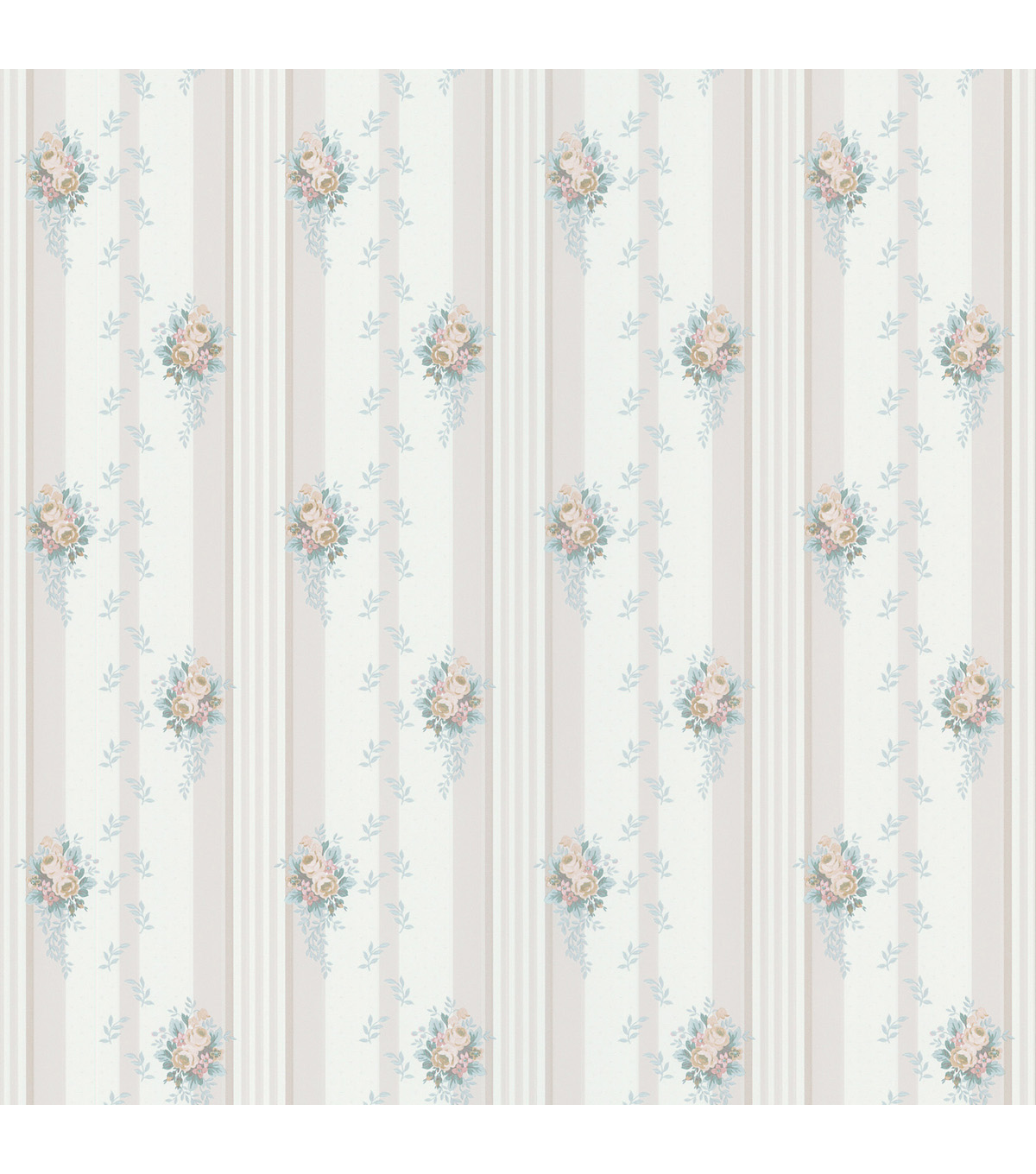Rose Leaf Print Stripe White Wallpaper Samplerose