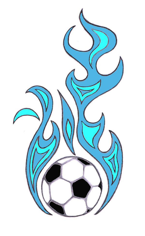 Soccerball Blue Flames By Chocklatefreak