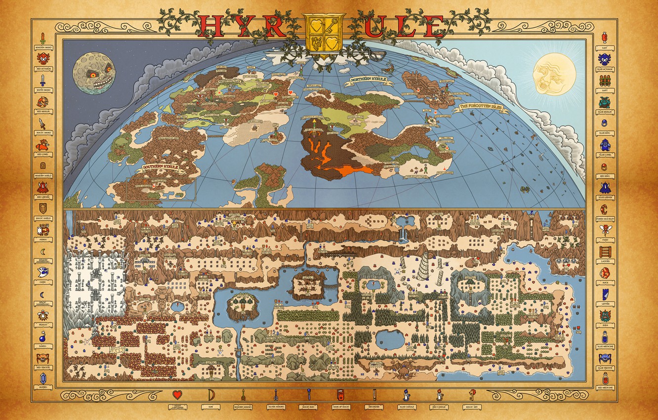 Wallpaper Nintendo map Retro Zelda itemps Nes images for 1332x850