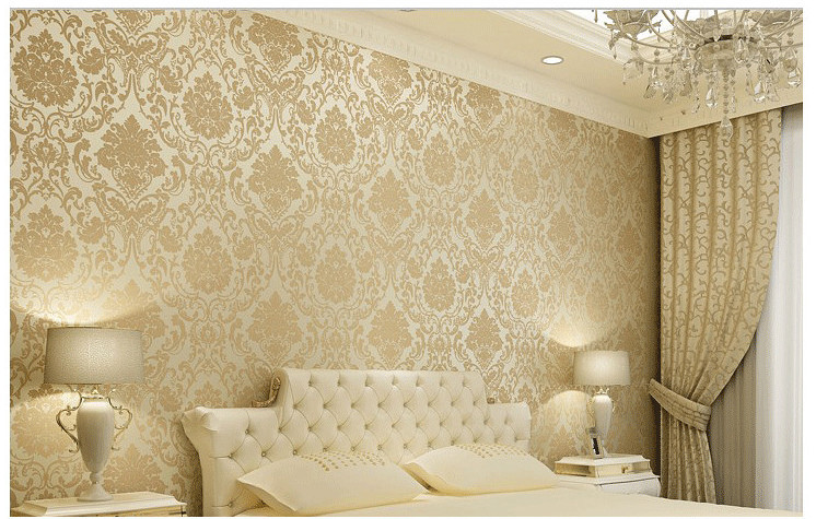 Vintage Classic Beige French Modern Damask Feature Wallpaper Wall 746x475
